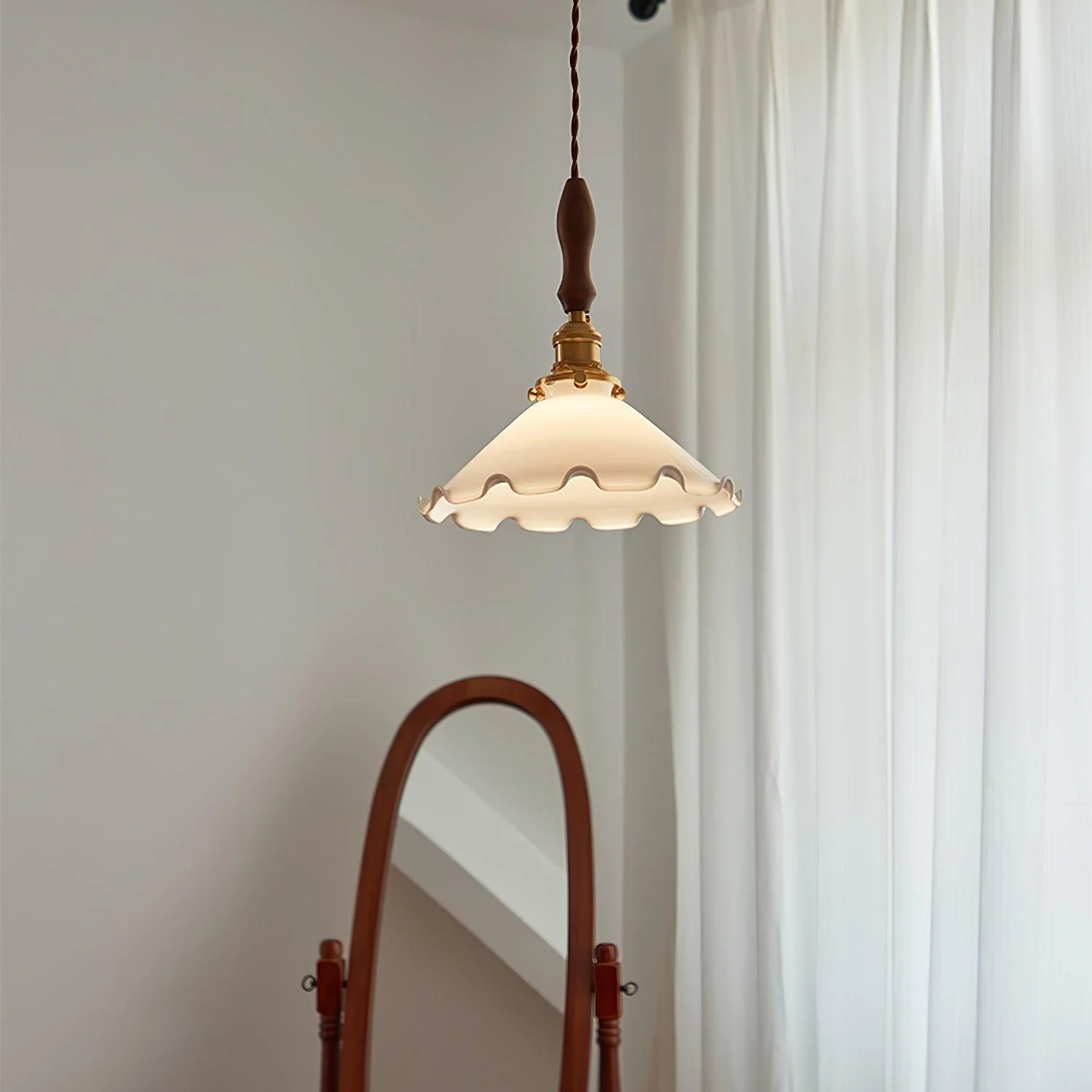 Solara Pendant Lamp Glass Wavy Shade Vintage Living Room - Image 22