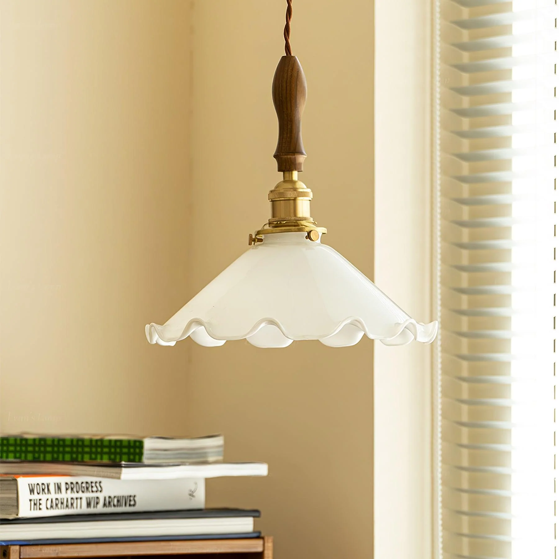 Solara Pendant Lamp Glass Wavy Shade Vintage Living Room - Image 24