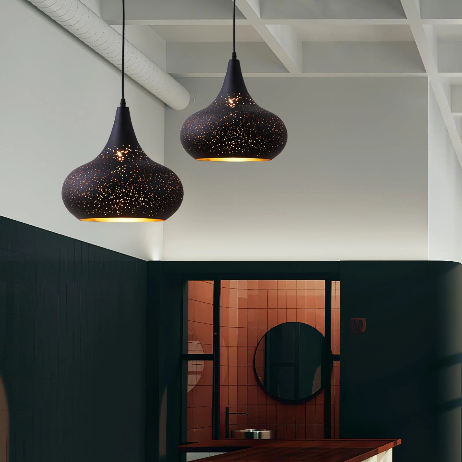 Solara Pendant Lamp Hollow Industrial Vintage - Image 9