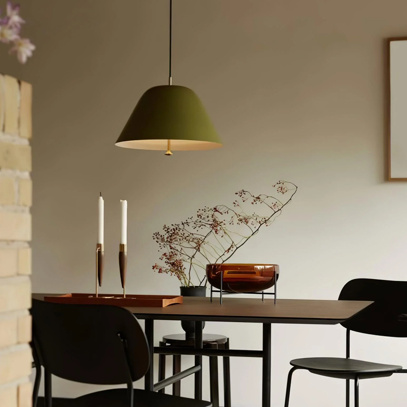 Solara Pendant Lamp Bell Glass Brass Minimalist - Image 4