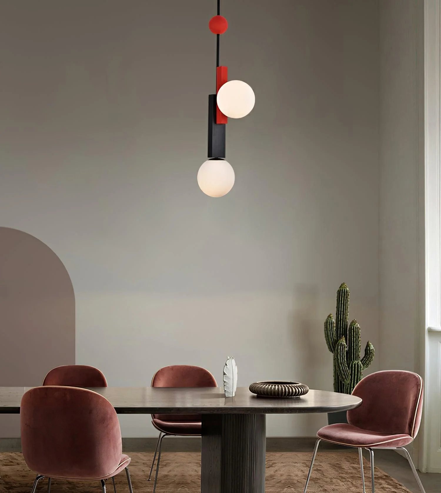 Solara Pendant Lamp Double Globe Linear Bars Geometric - Image 8