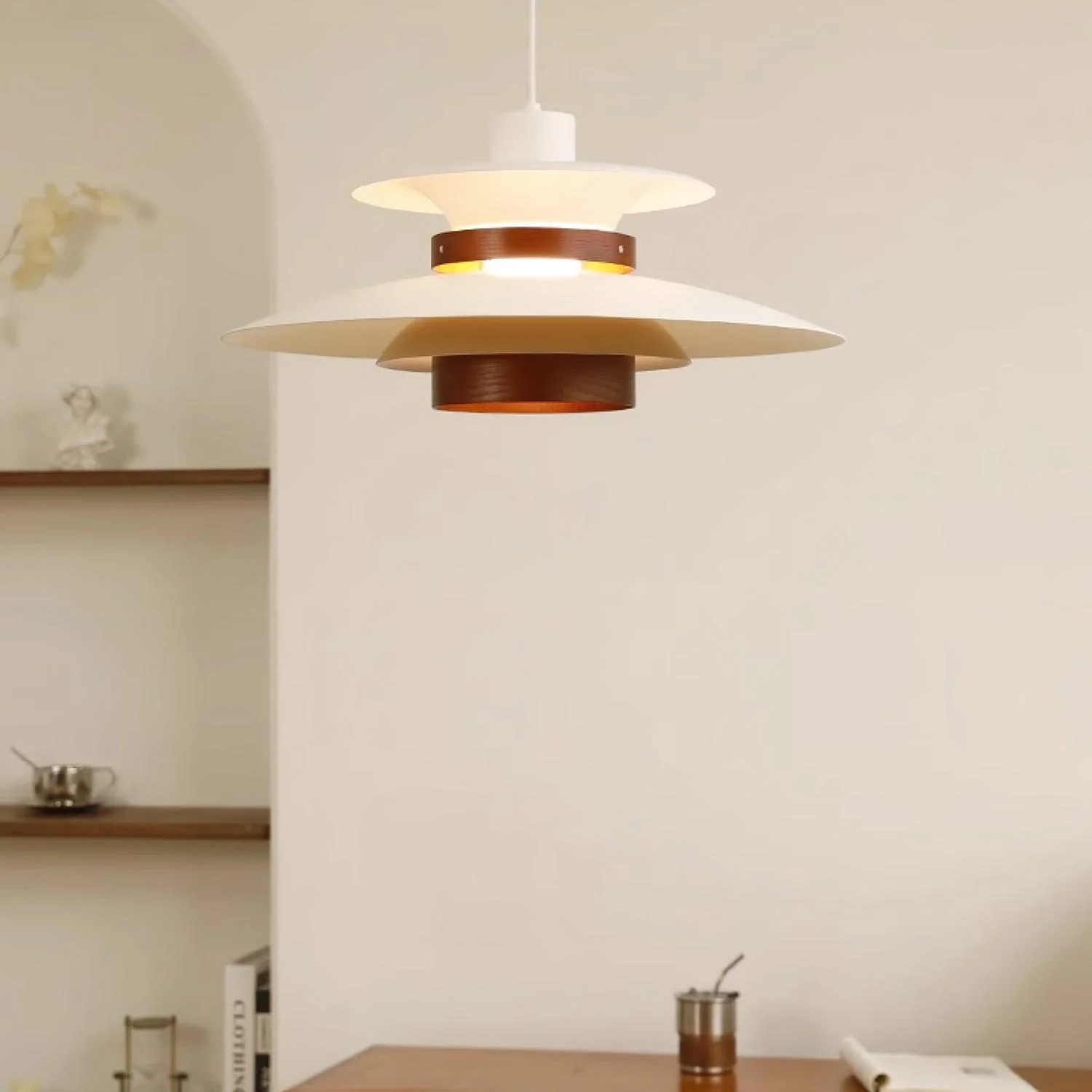 Solara Pendant Lamp Wood Layered Shade Nordic Dining - Image 16
