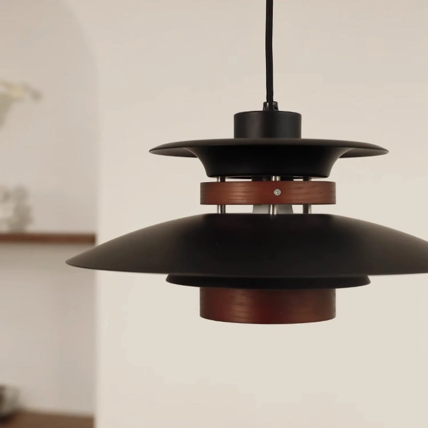Solara Pendant Lamp Wood Layered Shade Nordic Dining - Image 25