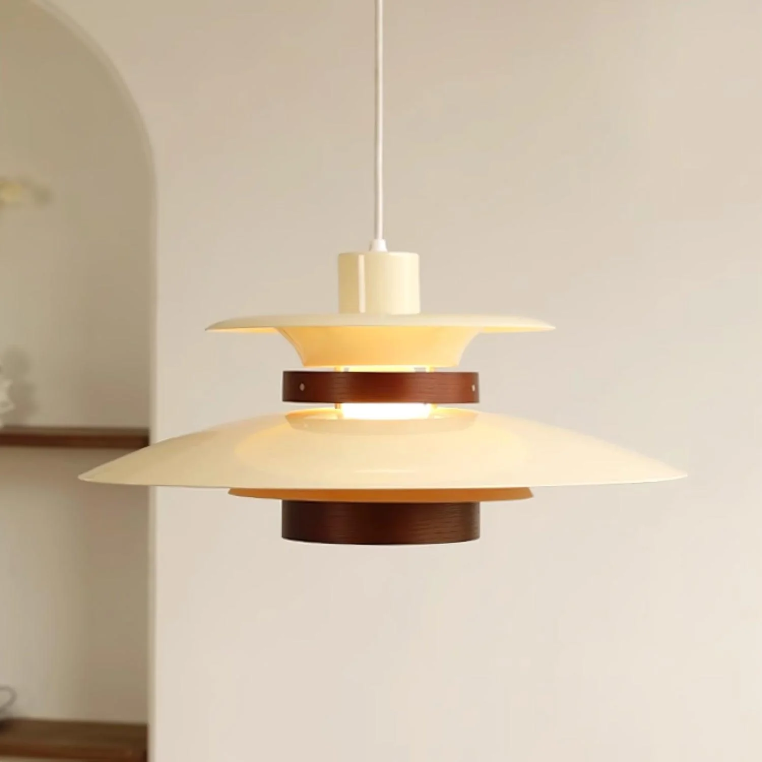 Solara Pendant Lamp Wood Layered Shade Nordic Dining - Image 28