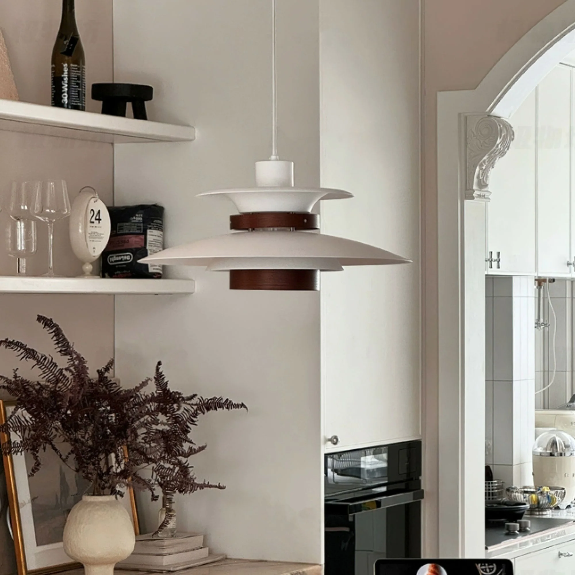 Solara Pendant Lamp Wood Layered Shade Nordic Dining - Image 29