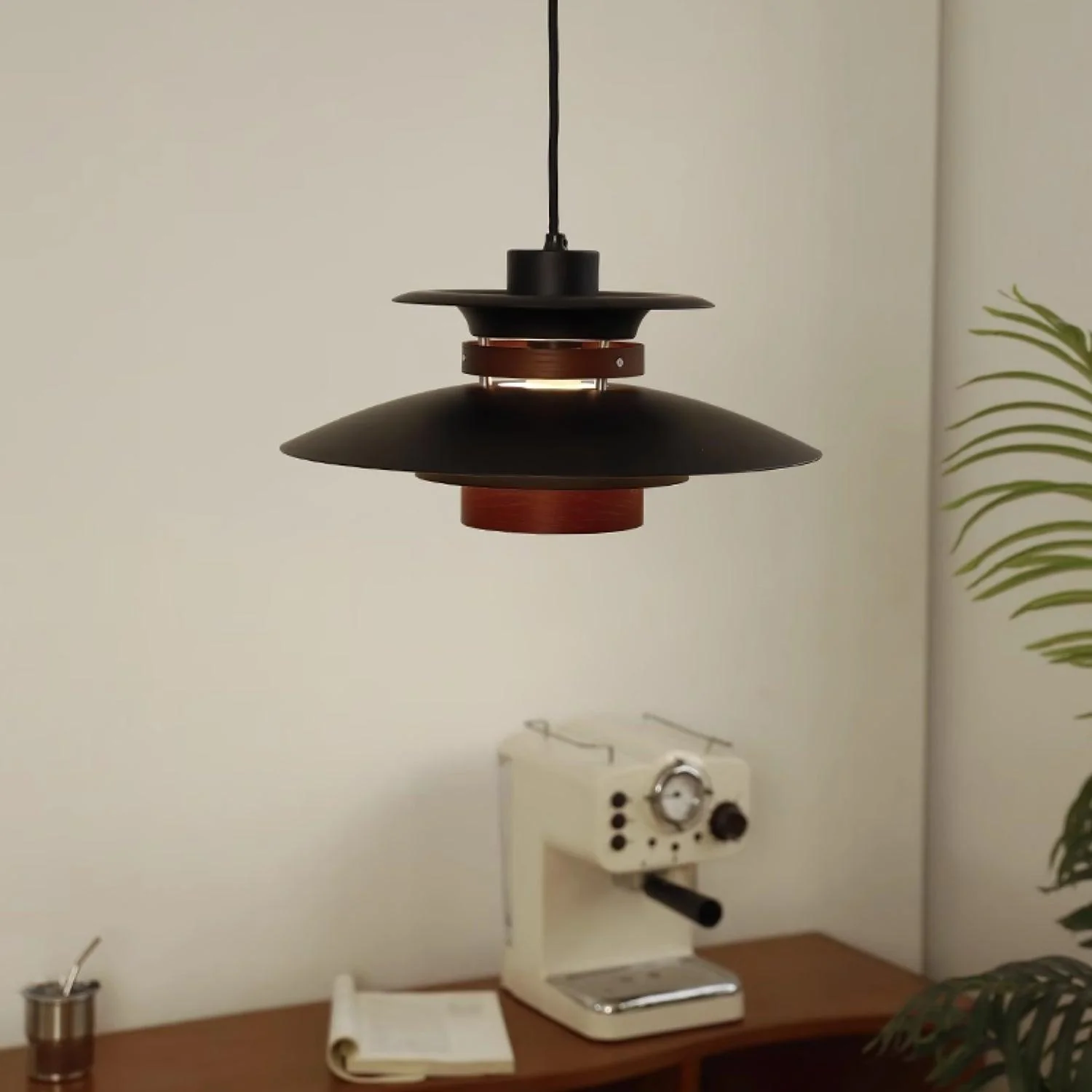 Solara Pendant Lamp Wood Layered Shade Nordic Dining - Image 4