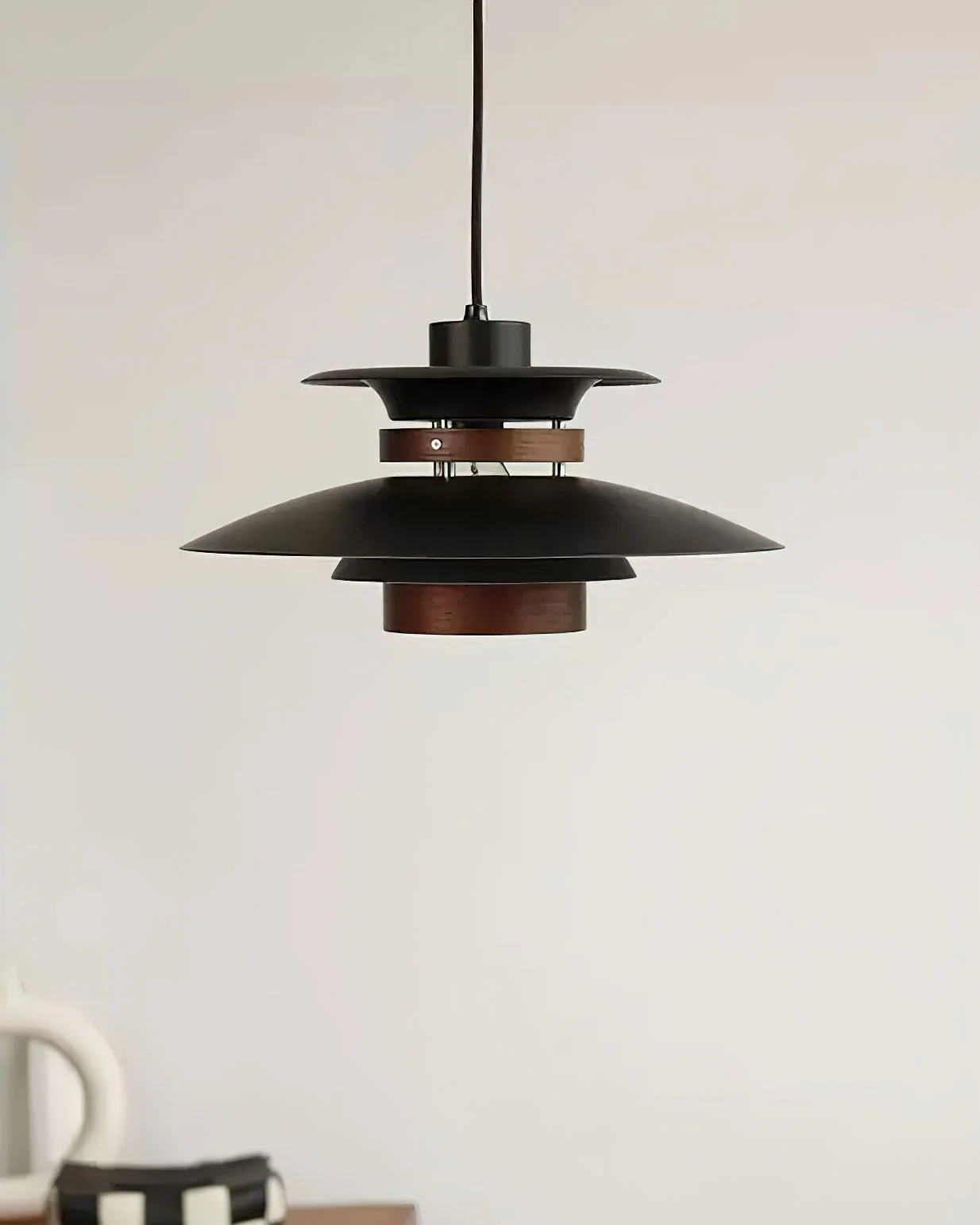 Solara Pendant Lamp Wood Layered Shade Nordic Dining - Image 5