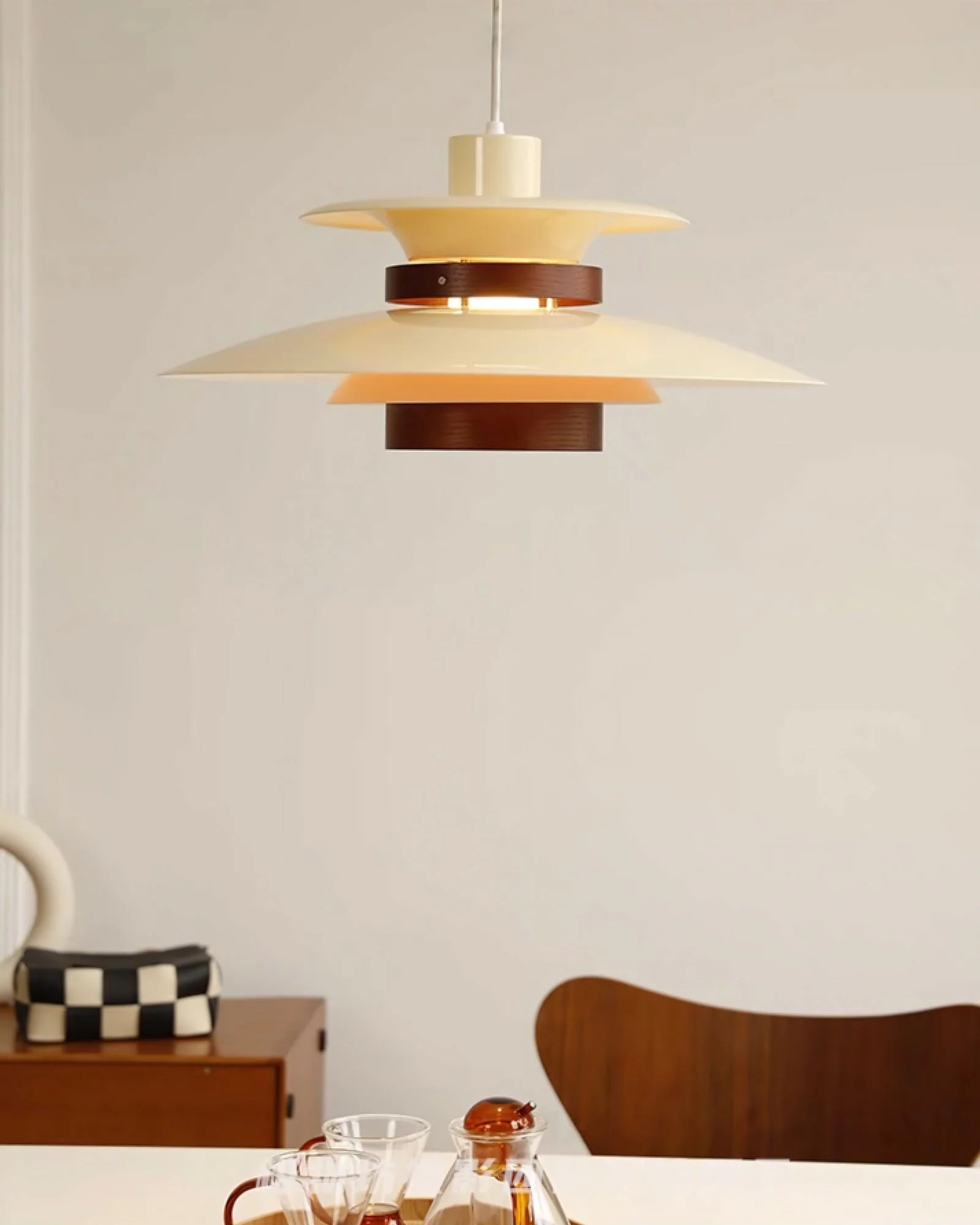 Solara Pendant Lamp Wood Layered Shade Nordic Dining - Image 6