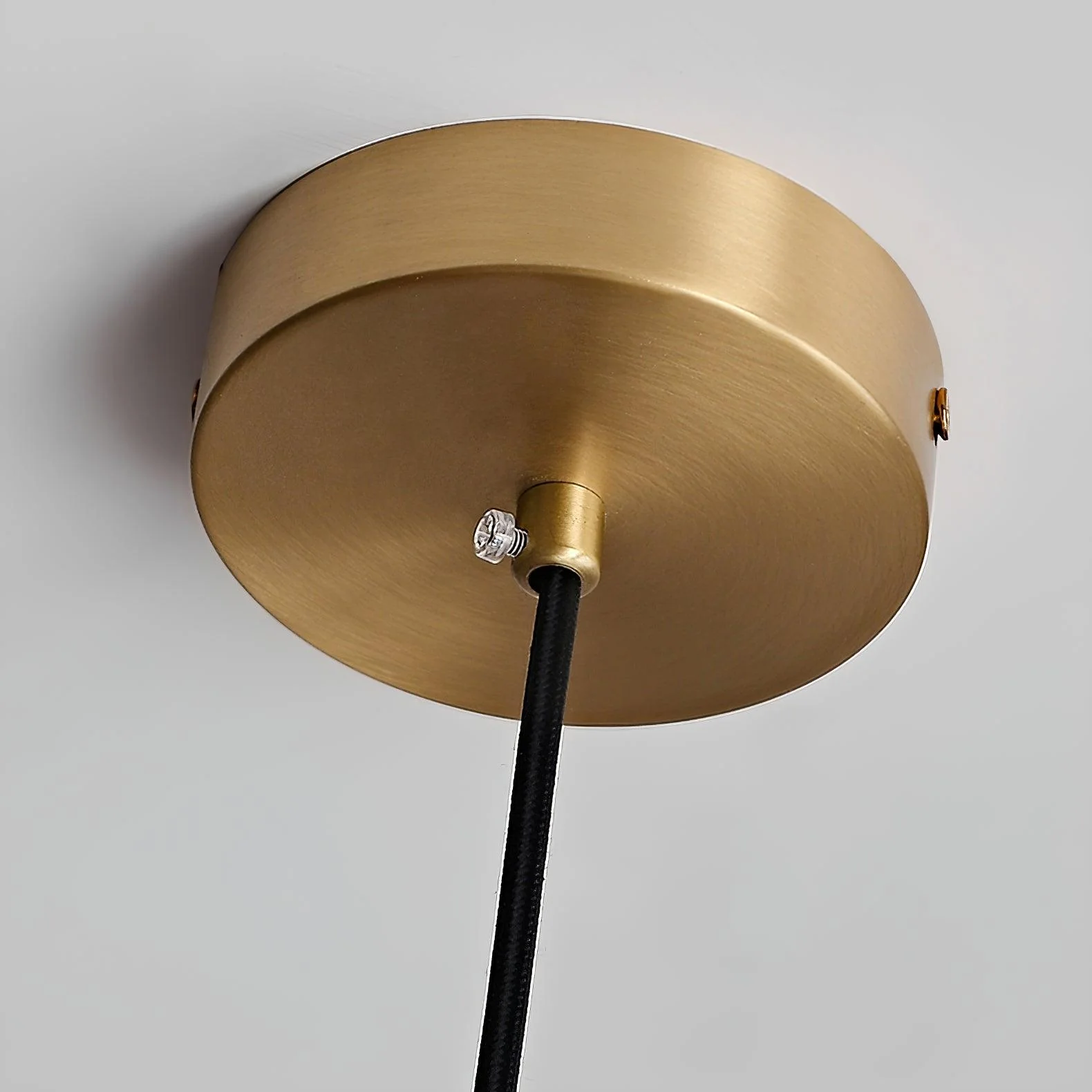 Solara Pendant Lamp Opal Glass Ribbed Bell Brass Vintage - Image 7