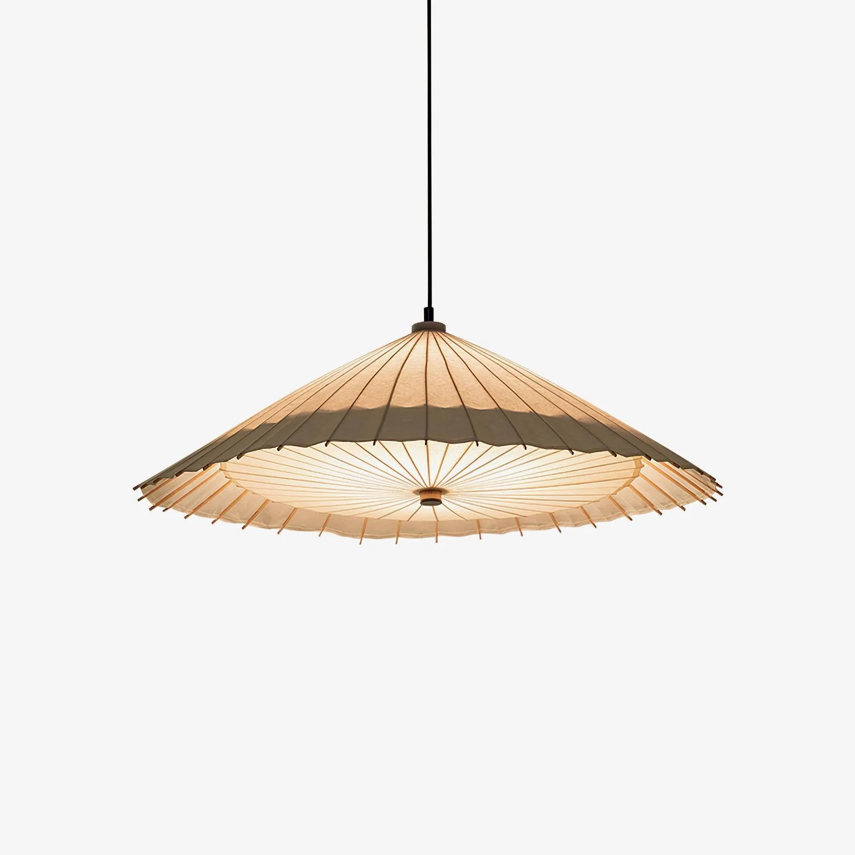 Solara Pendant Lamp Paper Umbrella Pleated Dining Room