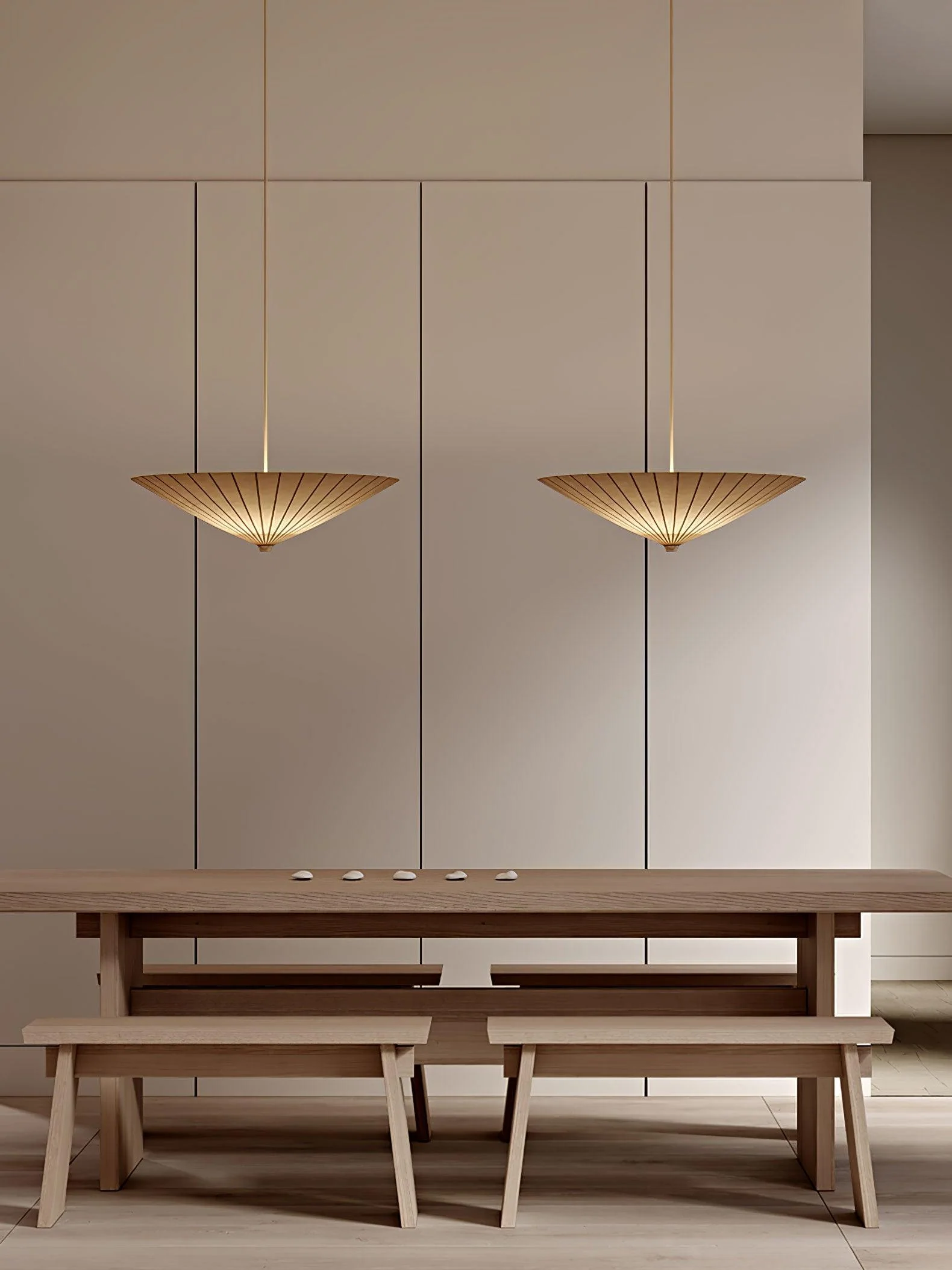 Solara Pendant Lamp Paper Umbrella Pleated Dining Room - Image 15
