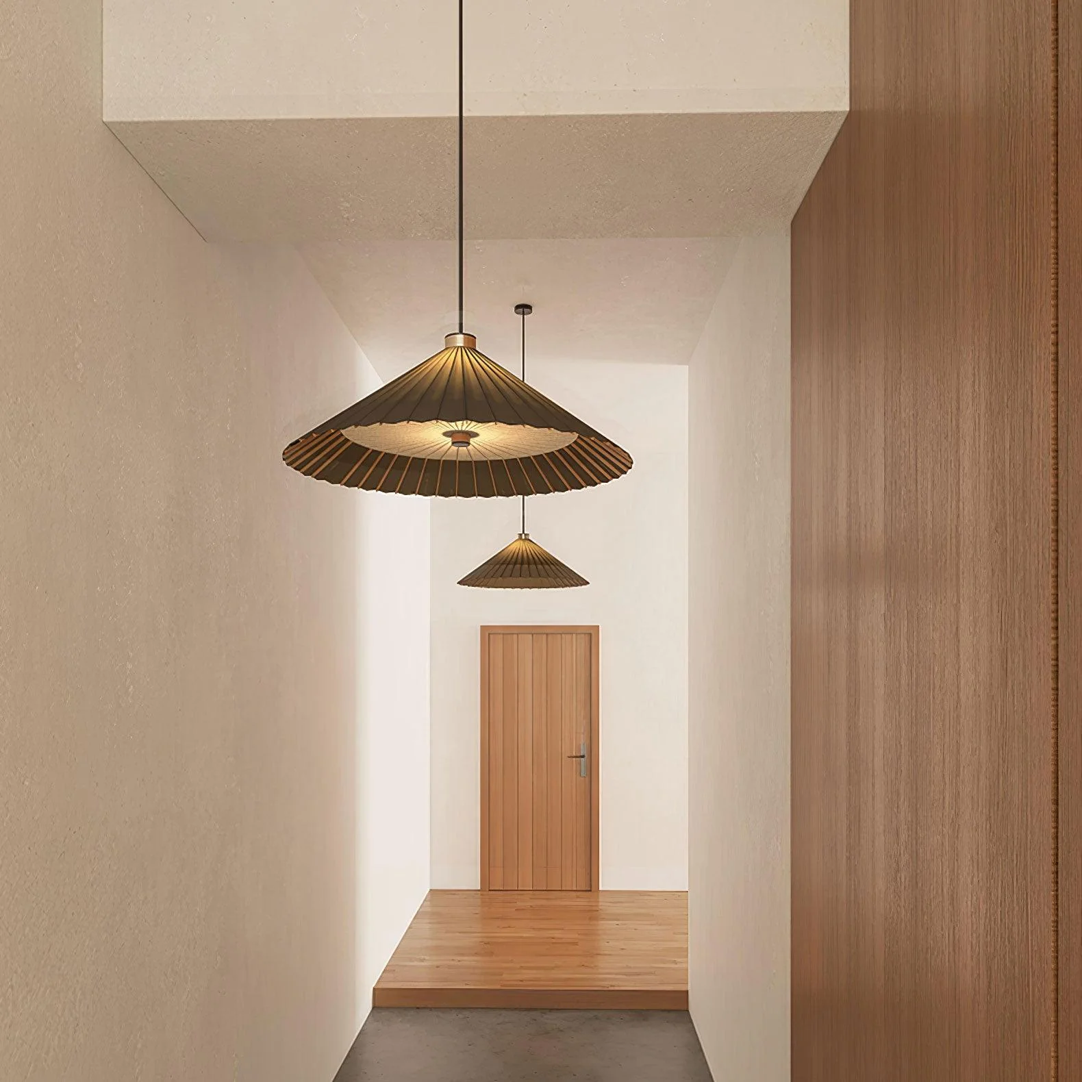 Solara Pendant Lamp Paper Umbrella Pleated Dining Room - Image 16