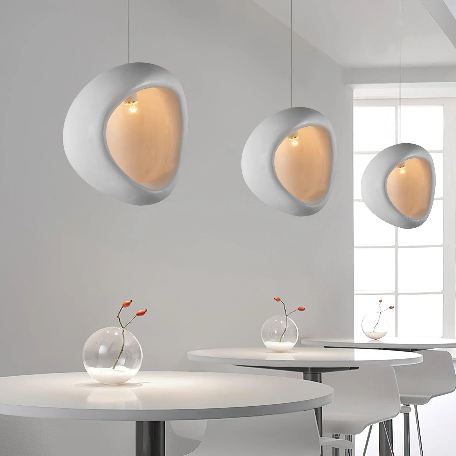 Solara Pendant Lamp Plaster Organic Hollow Teardrop Wabi Sabi - Image 25