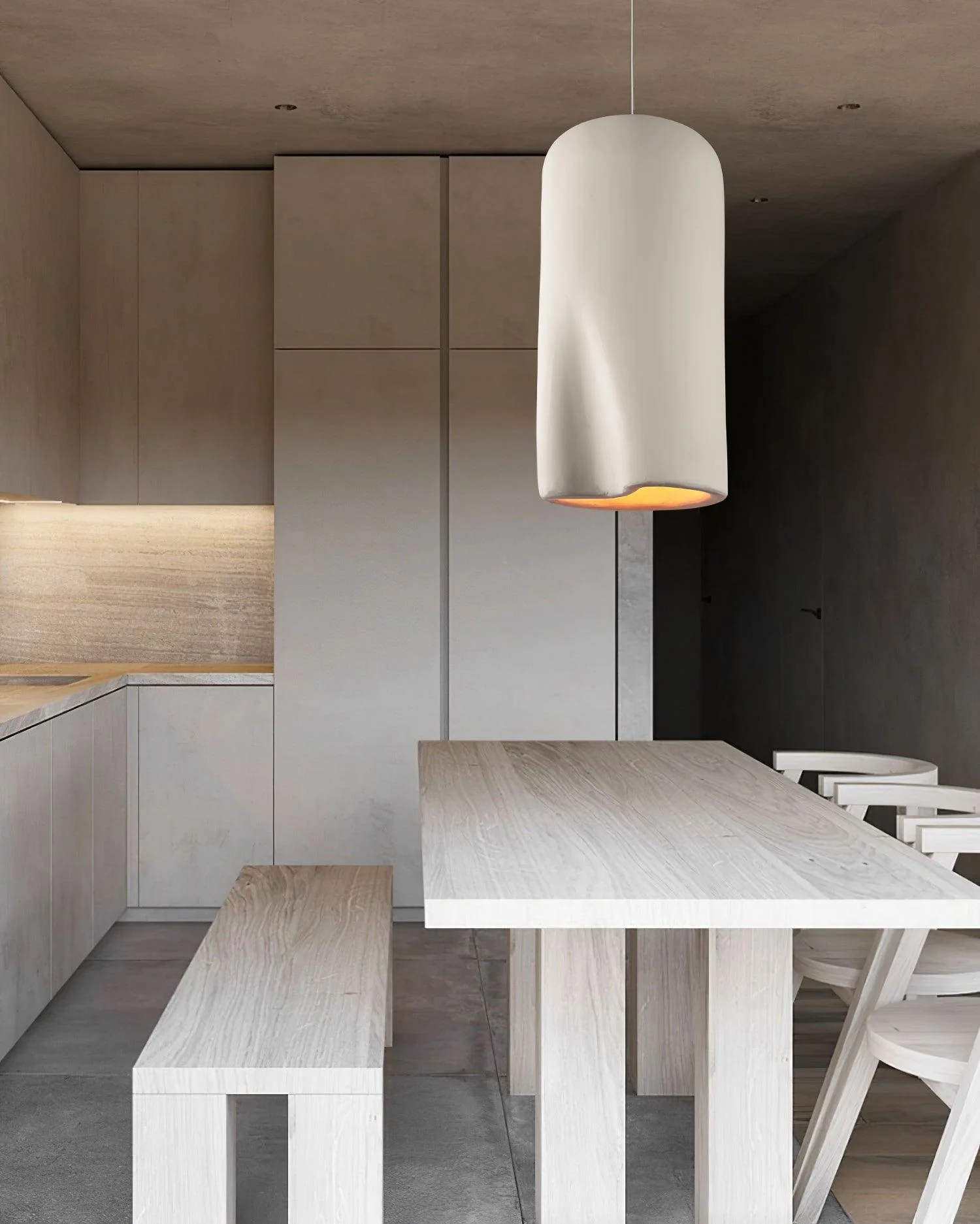 Solara Pendant Lamp Plaster Rounded Dome Wabi Sabi - Image 14