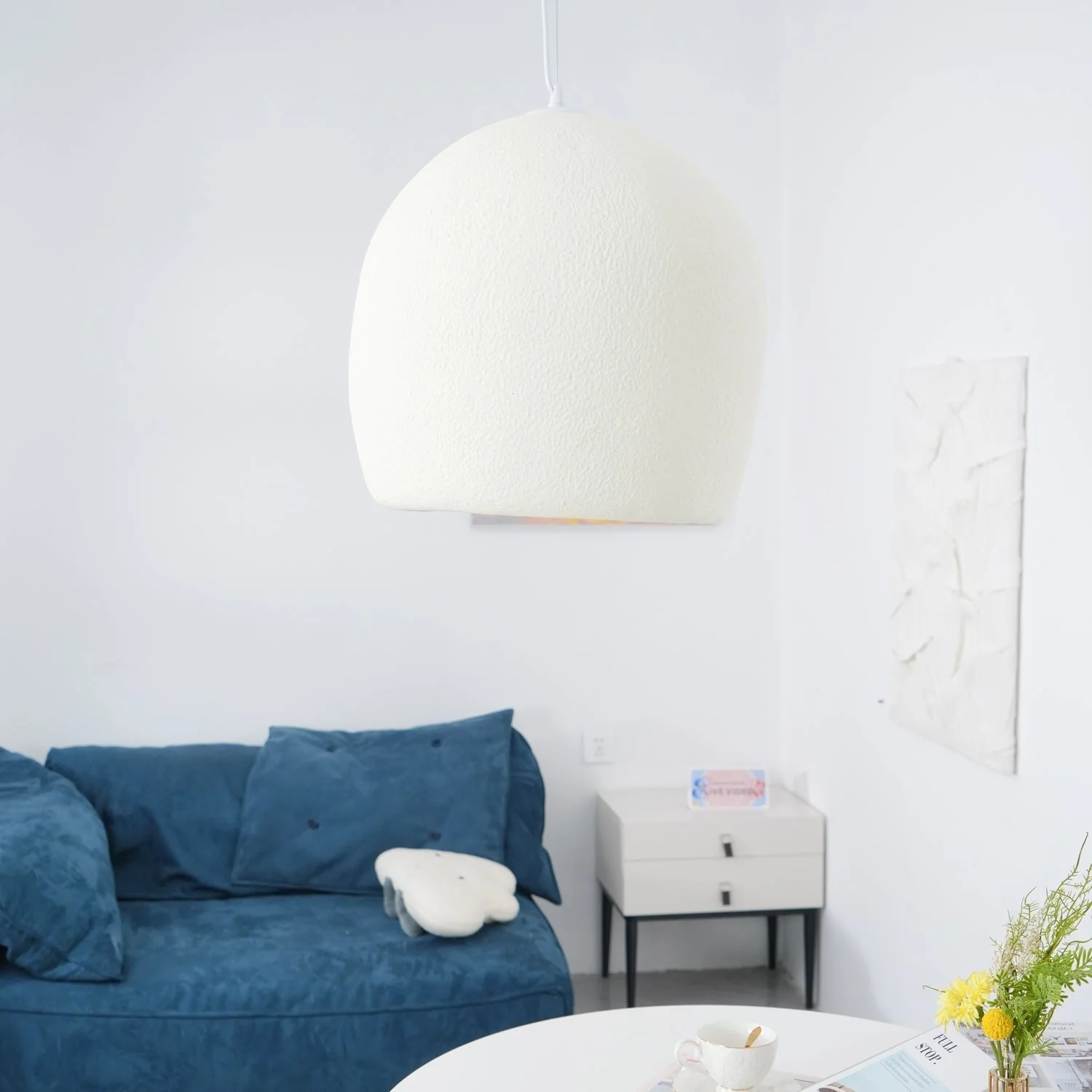 Solara Pendant Lamp Plaster Rounded Dome Wabi Sabi - Image 23