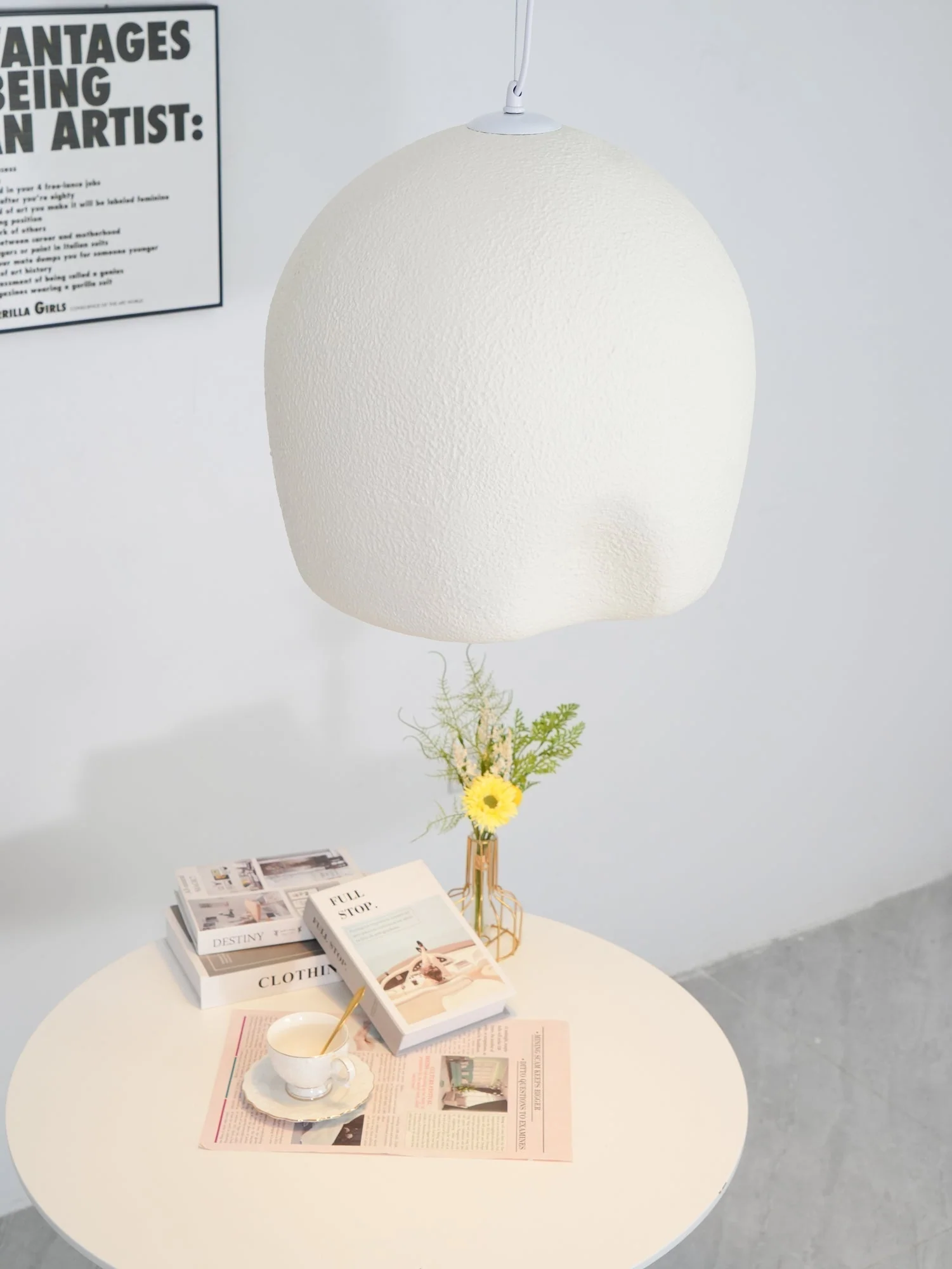 Solara Pendant Lamp Plaster Rounded Dome Wabi Sabi - Image 3