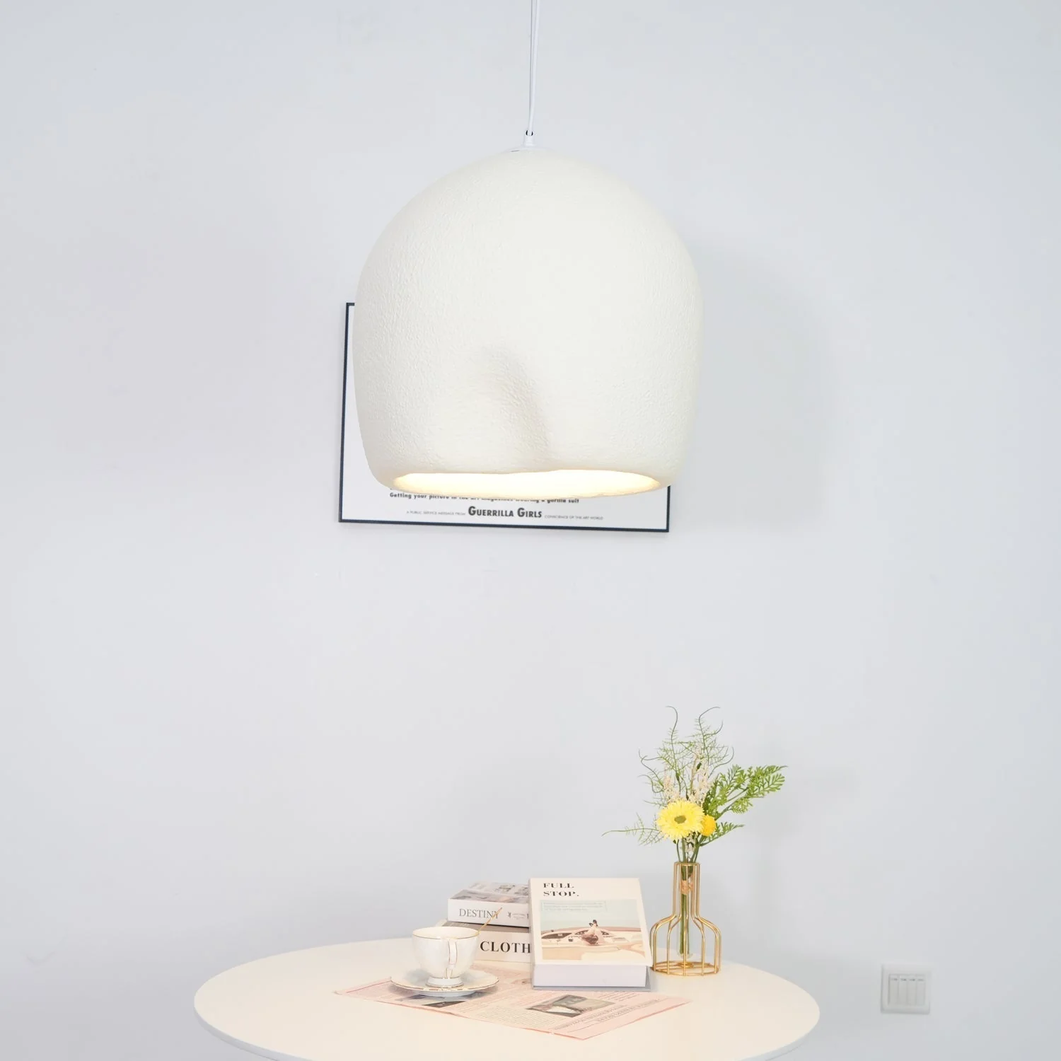 Solara Pendant Lamp Plaster Rounded Dome Wabi Sabi - Image 4