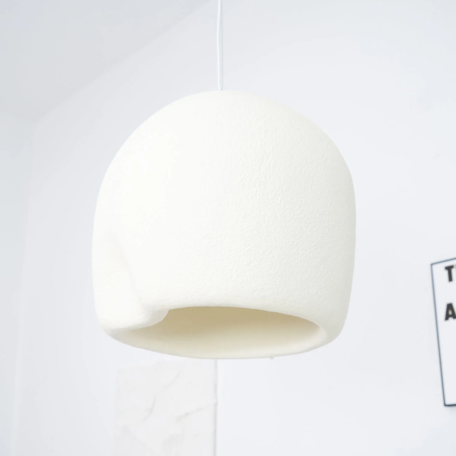 Solara Pendant Lamp Plaster Rounded Dome Wabi Sabi - Image 5