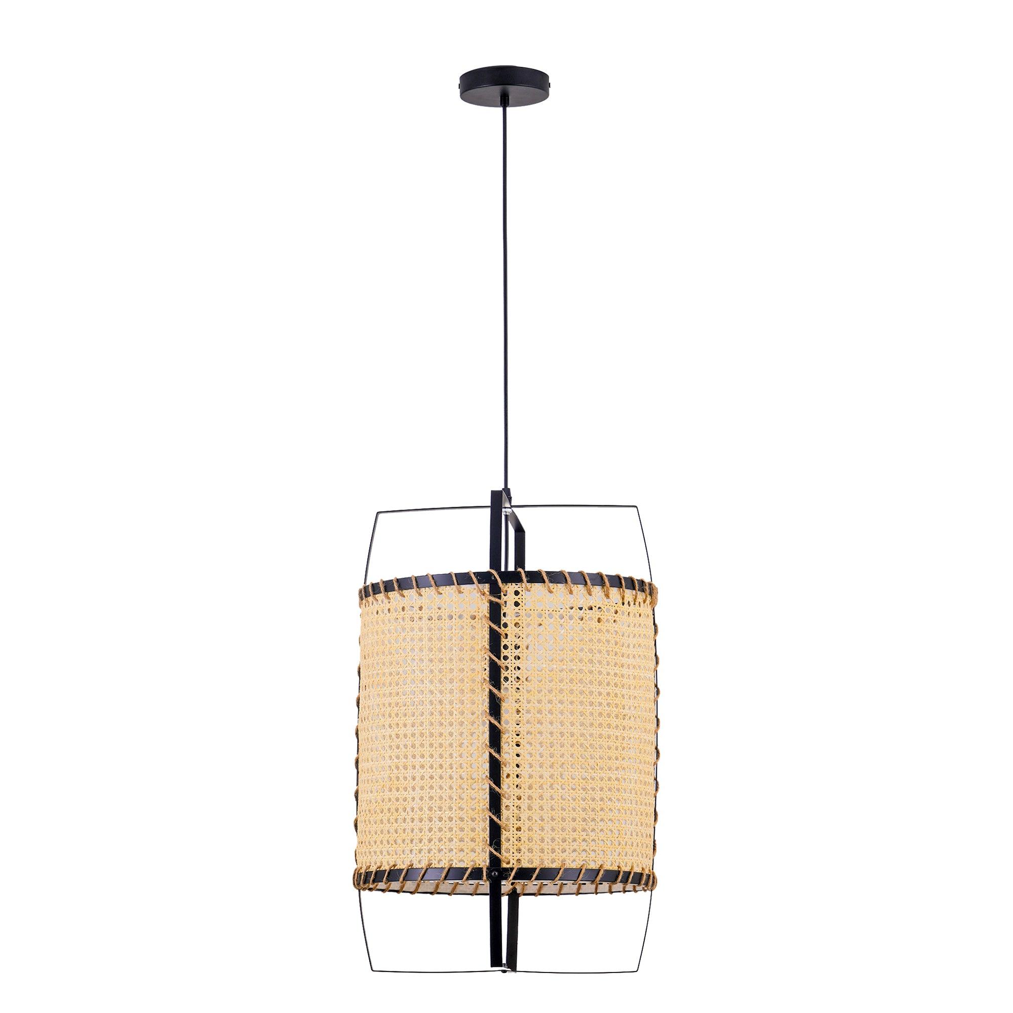 Solara Pendant Lamp Rattan Cane Frame Industrial - Image 10