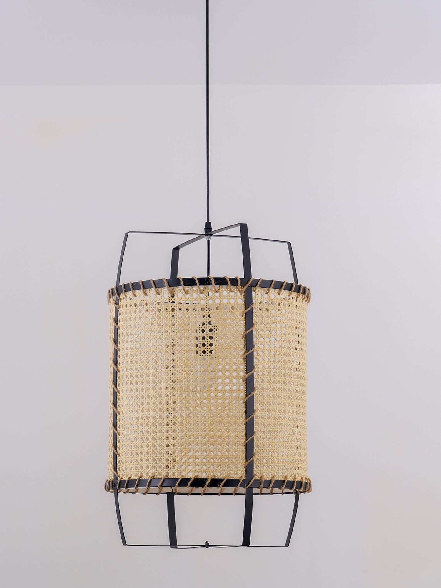 Solara Pendant Lamp Rattan Cane Frame Industrial - Image 12
