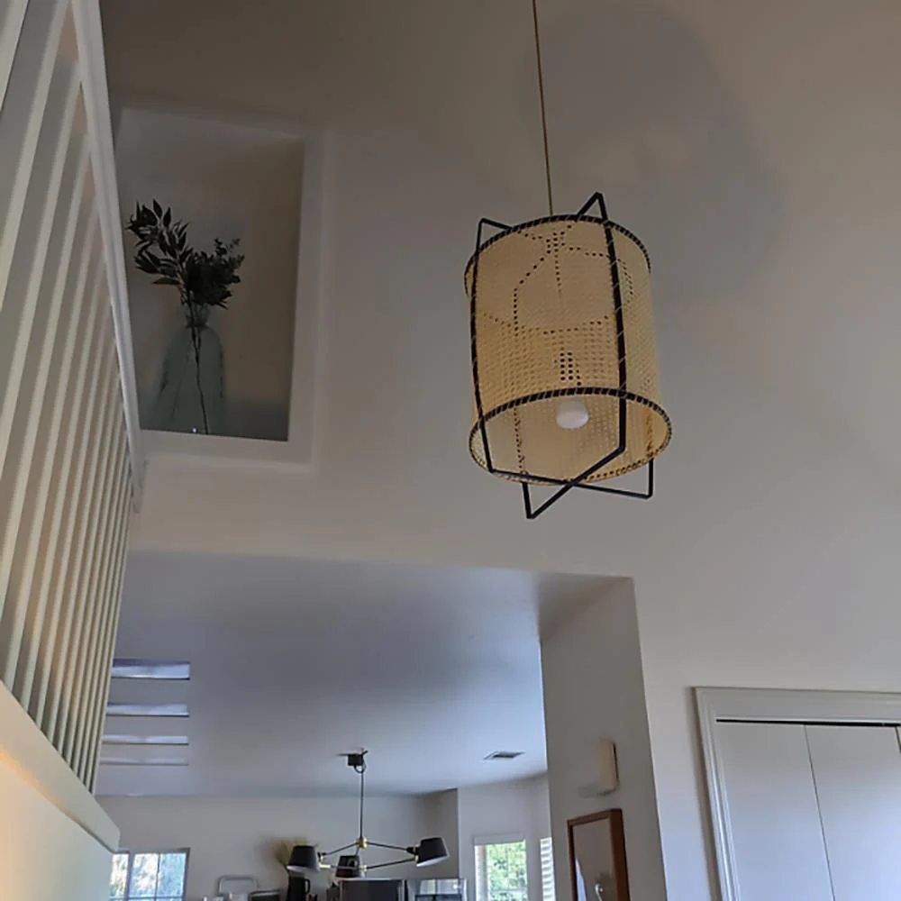 Solara Pendant Lamp Rattan Cane Frame Industrial - Image 15