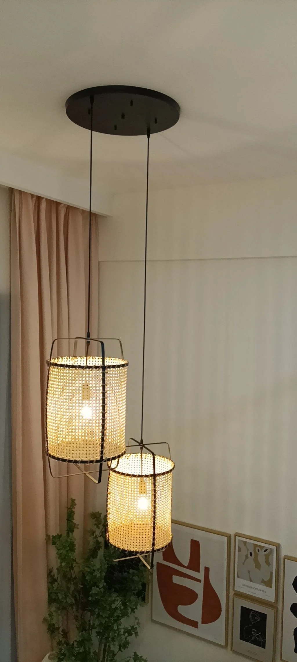Solara Pendant Lamp Rattan Cane Frame Industrial - Image 2