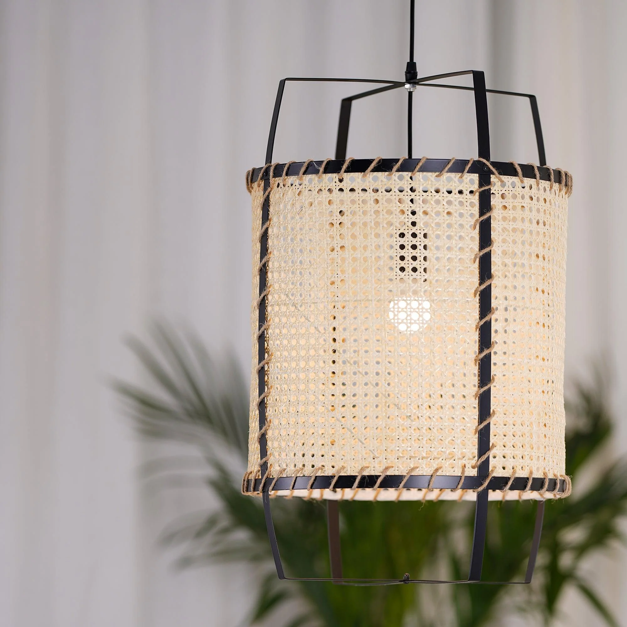 Solara Pendant Lamp Rattan Cane Frame Industrial - Image 21