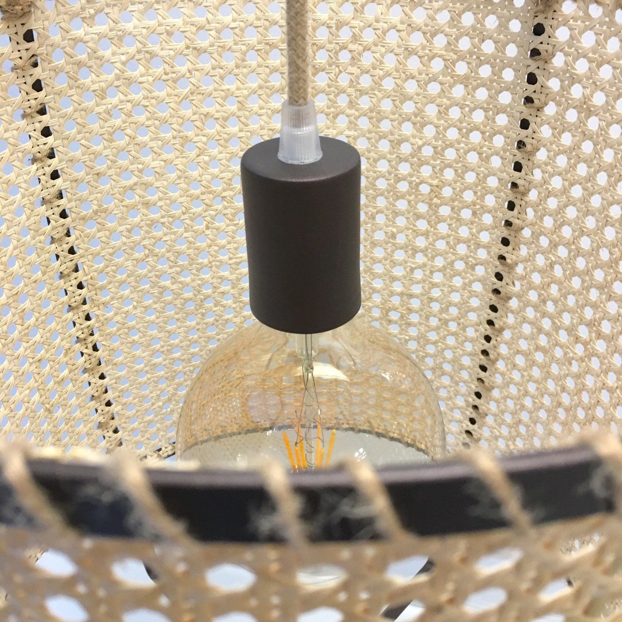 Solara Pendant Lamp Rattan Cane Frame Industrial - Image 22