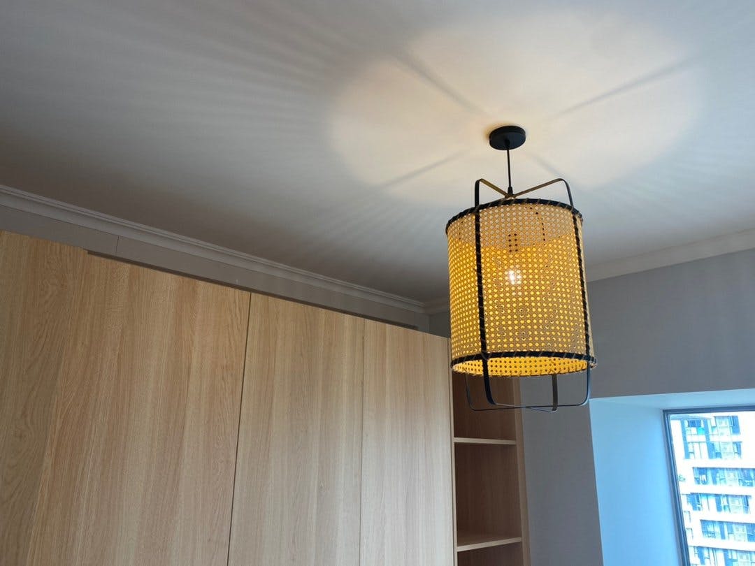 Solara Pendant Lamp Rattan Cane Frame Industrial - Image 5