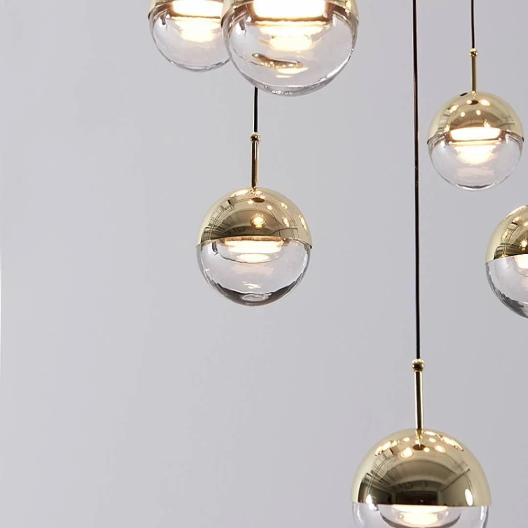 Solara Pendant Lamp Steel Glass Multi Drop Minimalist Staircase - Image 106