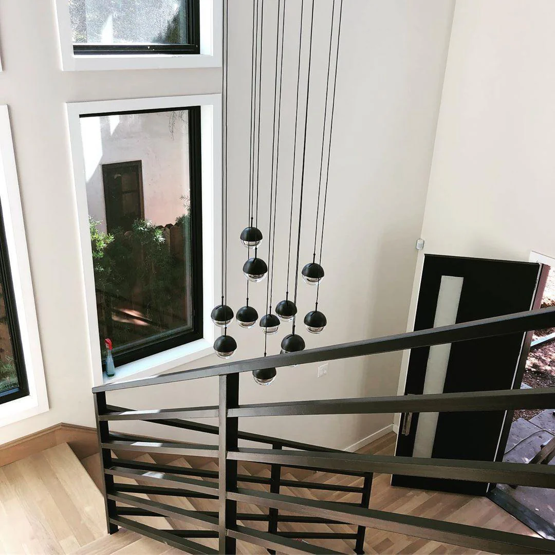 Solara Pendant Lamp Steel Glass Multi Drop Minimalist Staircase - Image 111