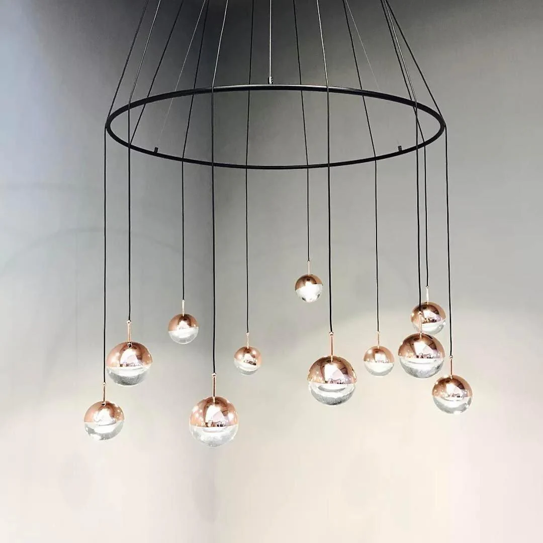Solara Pendant Lamp Steel Glass Multi Drop Minimalist Staircase - Image 112
