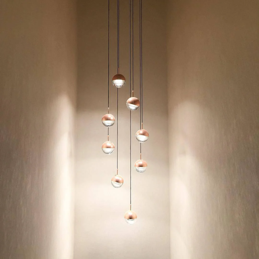 Solara Pendant Lamp Steel Glass Multi Drop Minimalist Staircase - Image 123