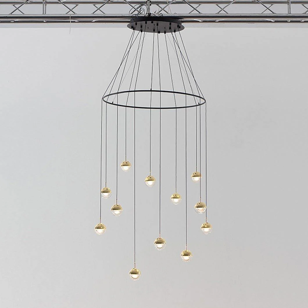 Solara Pendant Lamp Steel Glass Multi Drop Minimalist Staircase - Image 17
