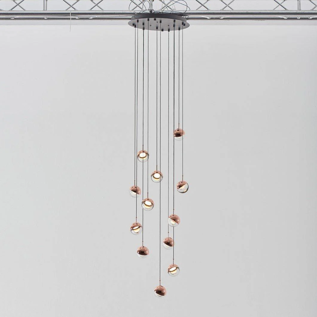 Solara Pendant Lamp Steel Glass Multi Drop Minimalist Staircase - Image 19