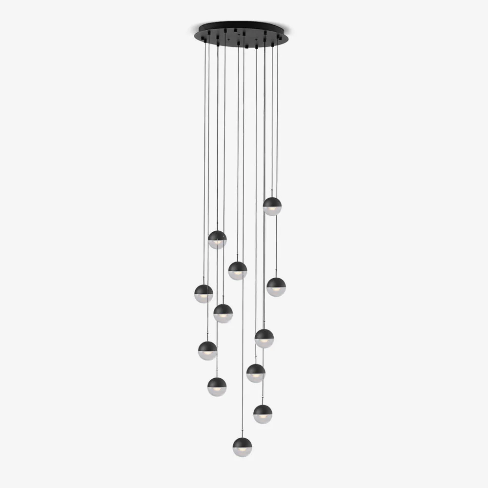 Solara Pendant Lamp Steel Glass Multi Drop Minimalist Staircase - Image 29