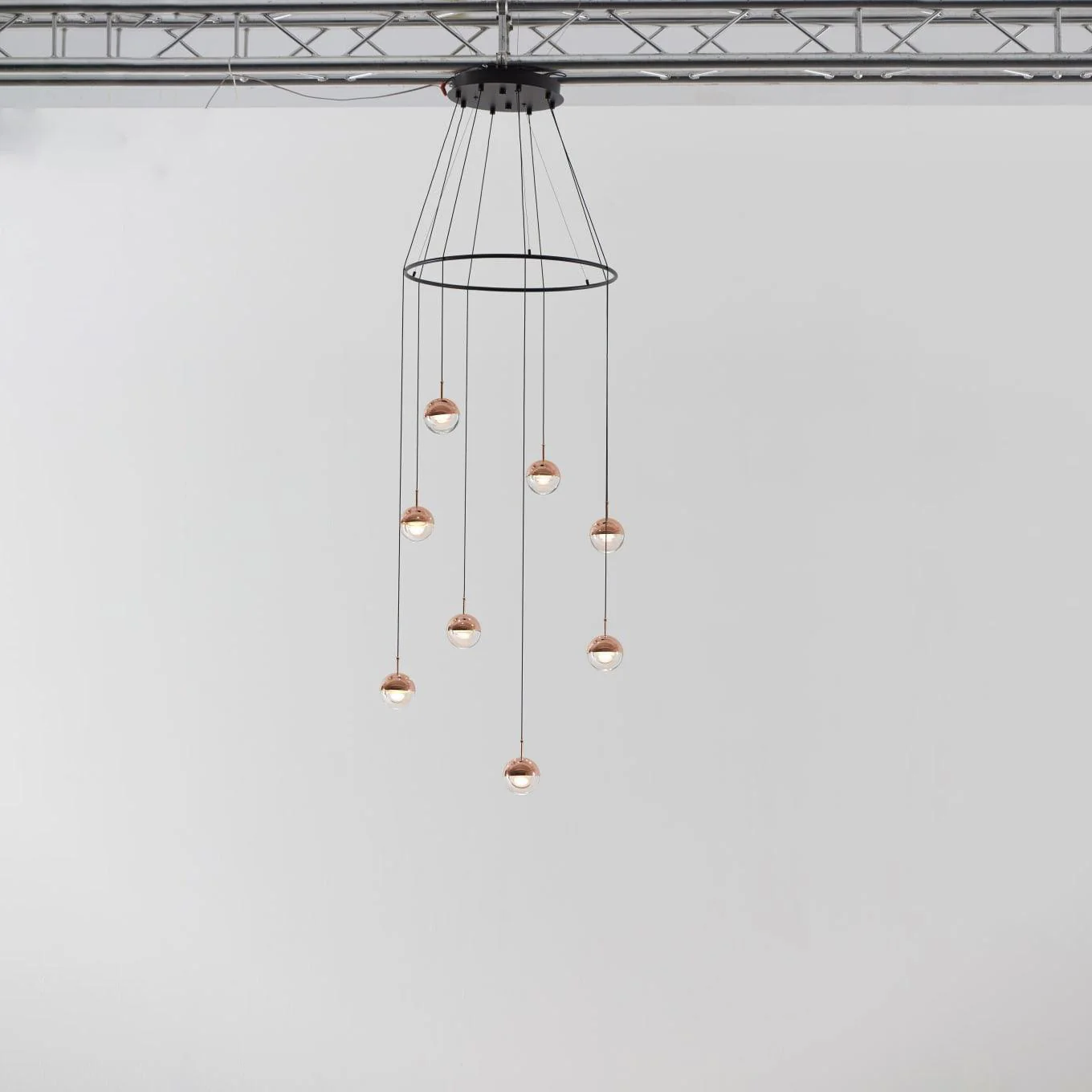 Solara Pendant Lamp Steel Glass Multi Drop Minimalist Staircase - Image 37