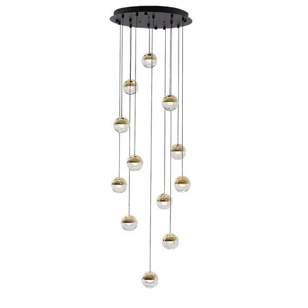 Solara Pendant Lamp Steel Glass Multi Drop Minimalist Staircase - Image 50