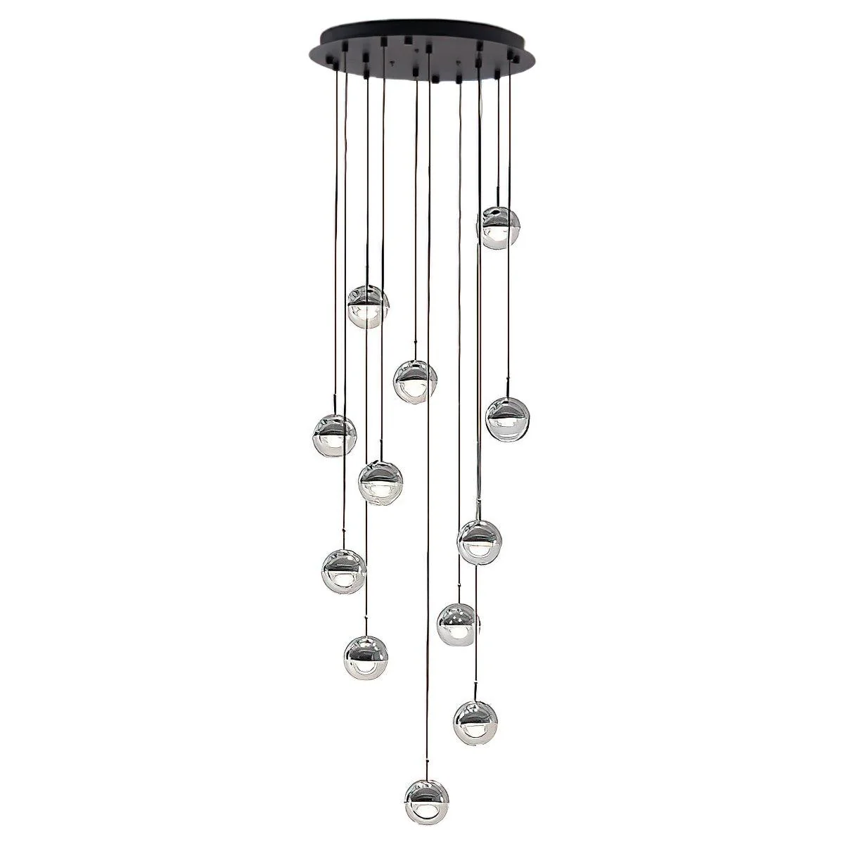 Solara Pendant Lamp Steel Glass Multi Drop Minimalist Staircase - Image 52