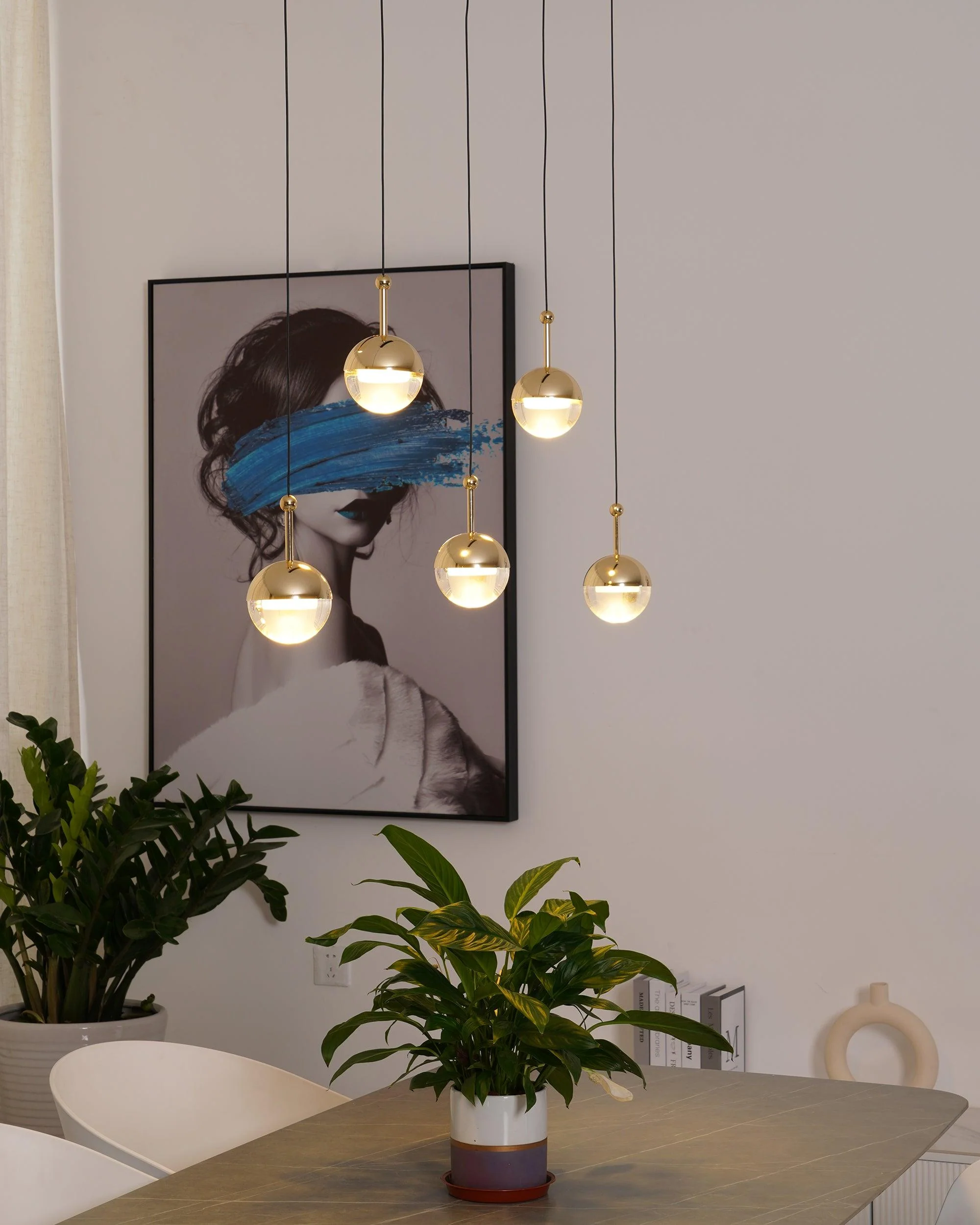 Solara Pendant Lamp Steel Glass Multi Drop Minimalist Staircase - Image 55