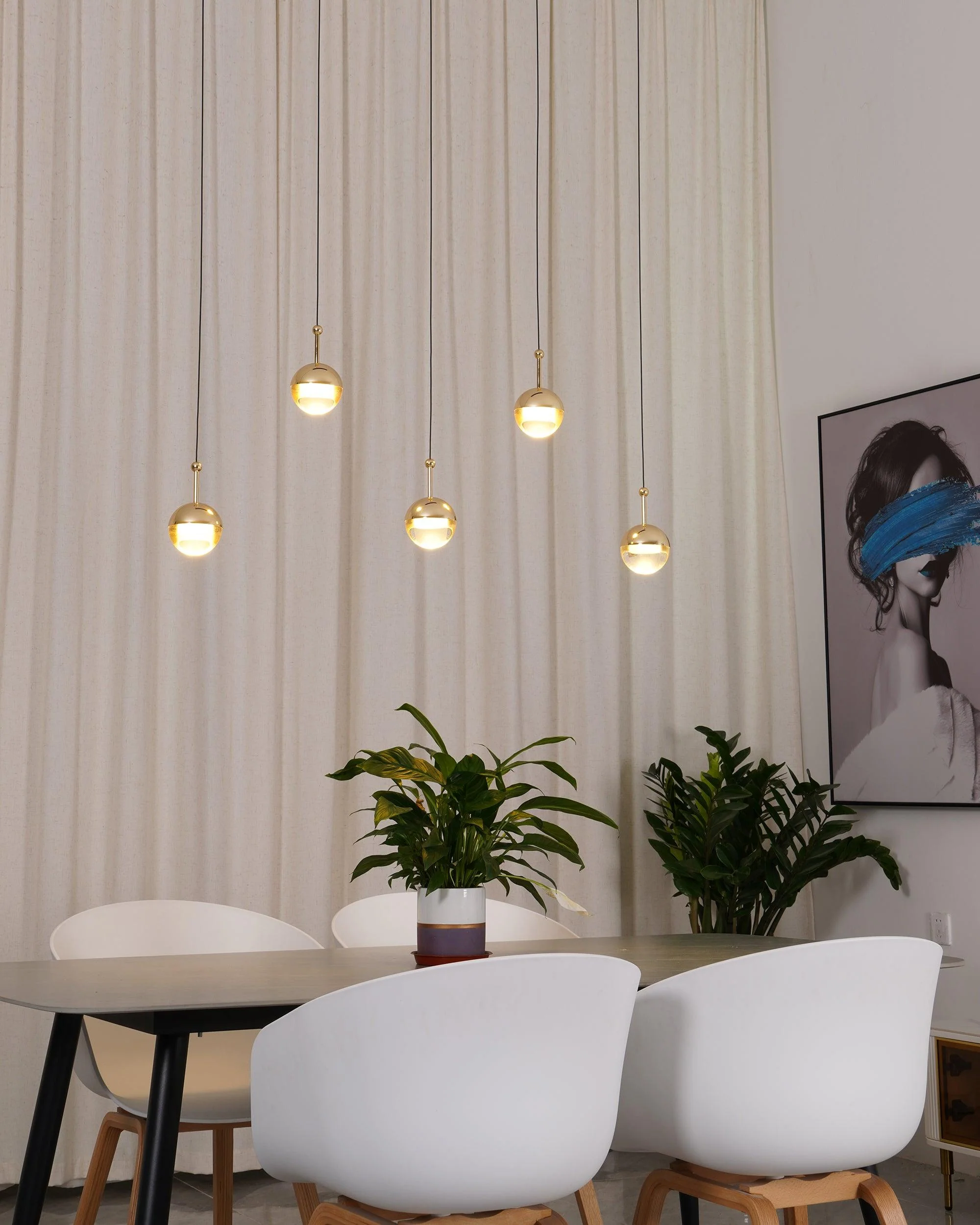 Solara Pendant Lamp Steel Glass Multi Drop Minimalist Staircase - Image 56