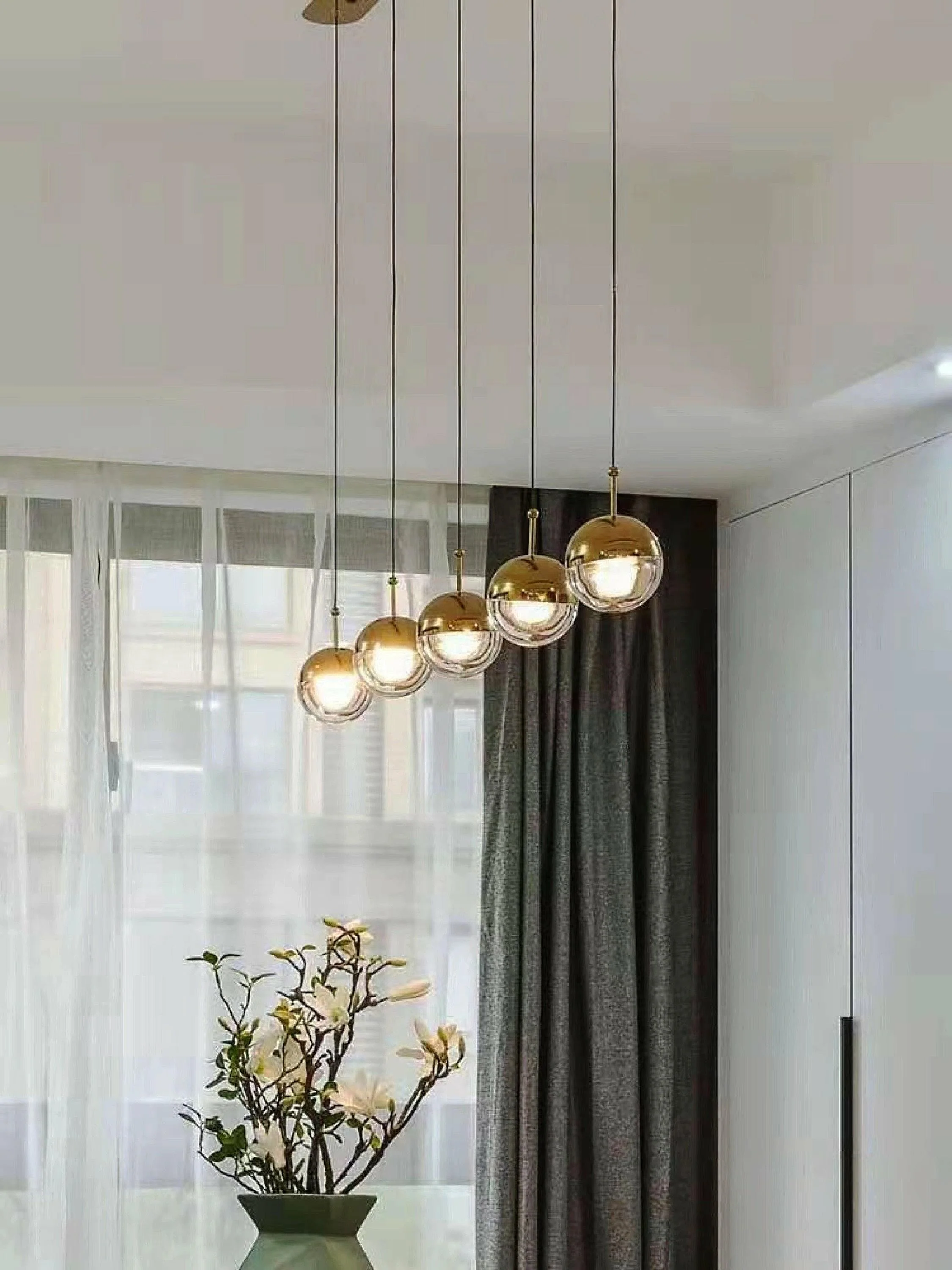 Solara Pendant Lamp Steel Glass Multi Drop Minimalist Staircase - Image 76