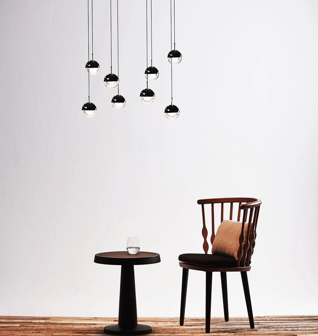 Solara Pendant Lamp Steel Glass Multi Drop Minimalist Staircase - Image 78