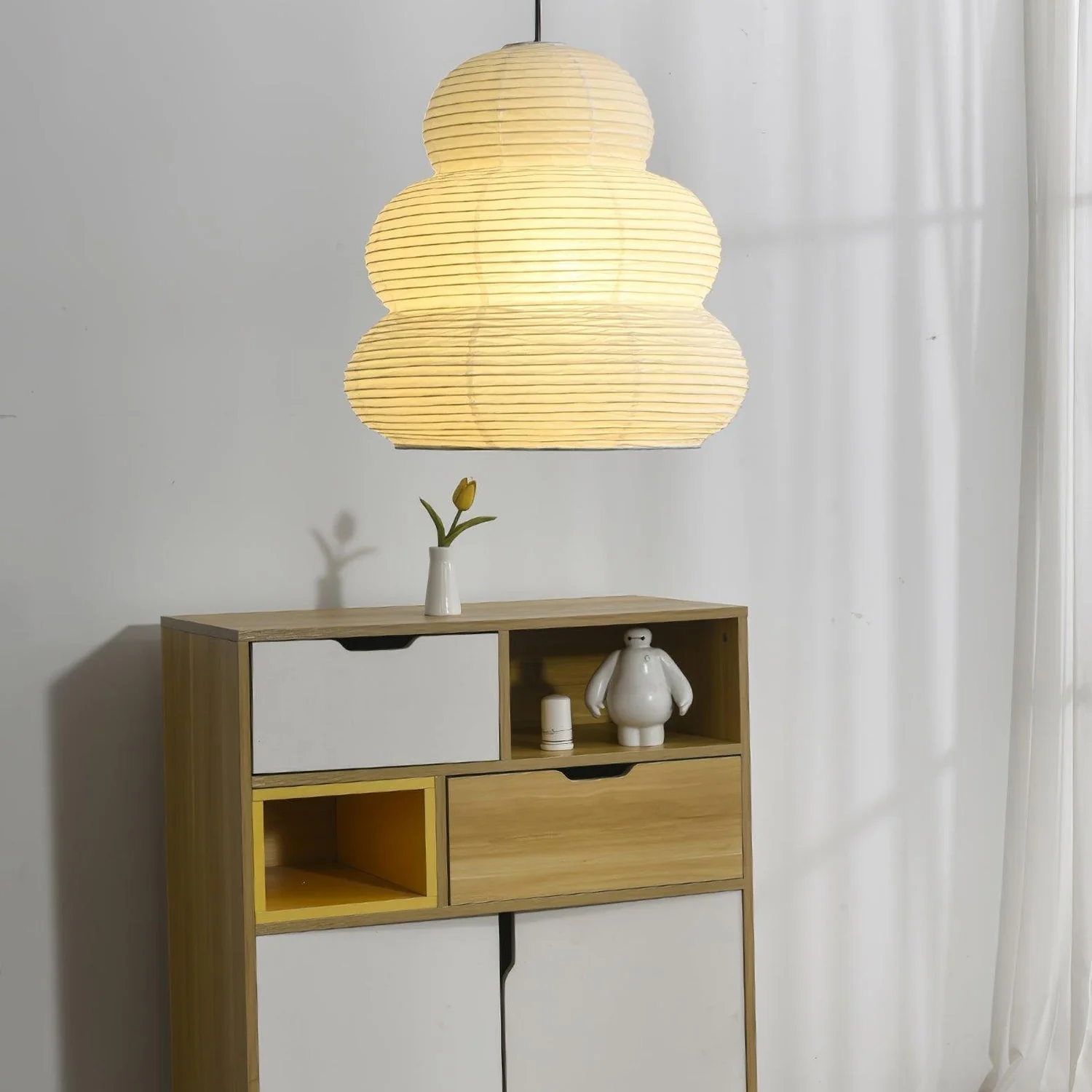 Solara Pendant Lamp Washi Paper Tiered Lantern Japanese Living Room - Image 13