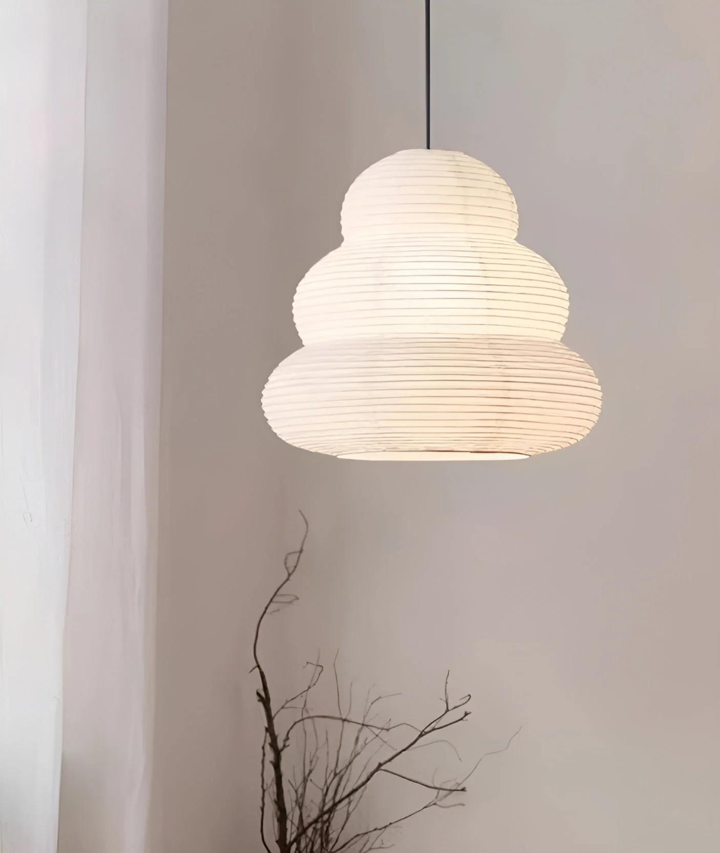 Solara Pendant Lamp Washi Paper Tiered Lantern Japanese Living Room - Image 18
