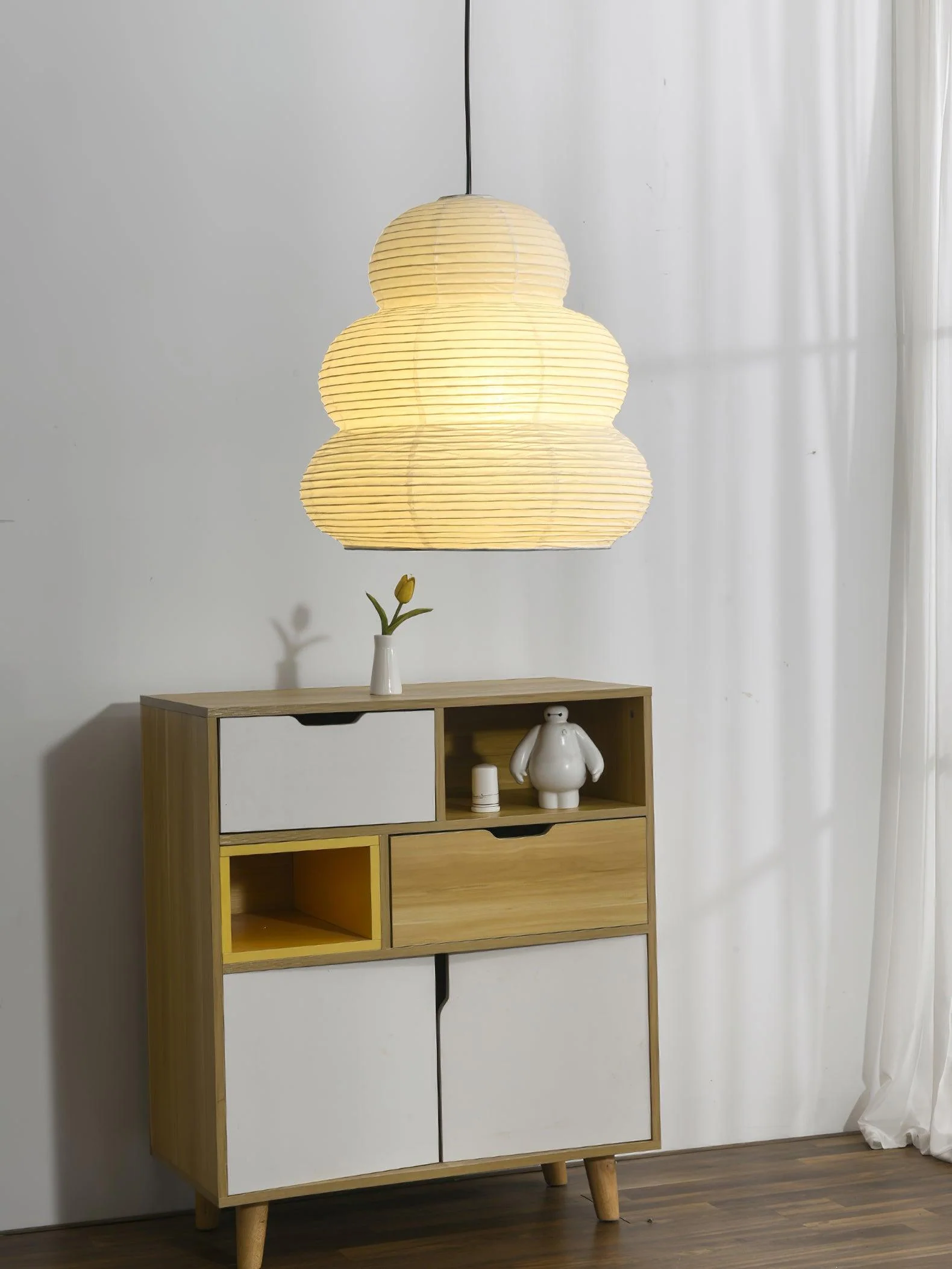 Solara Pendant Lamp Washi Paper Tiered Lantern Japanese Living Room - Image 29