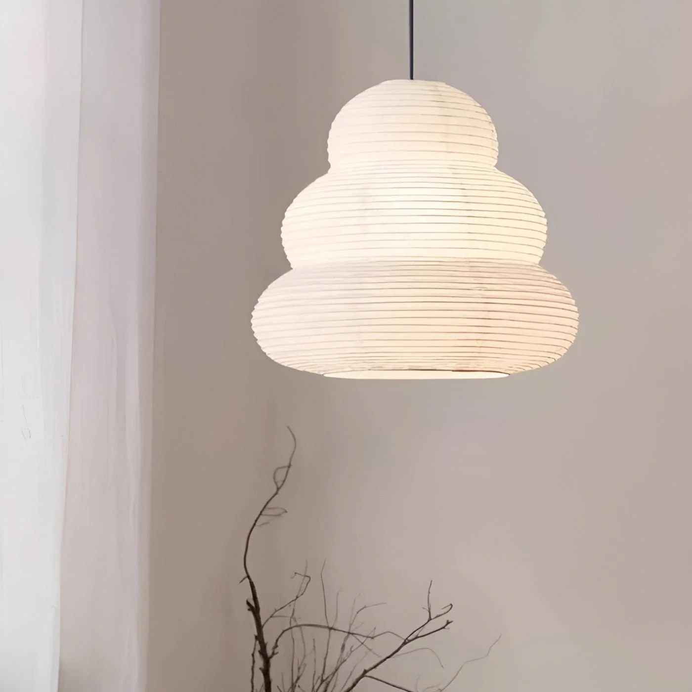 Solara Pendant Lamp Washi Paper Tiered Lantern Japanese Living Room - Image 3