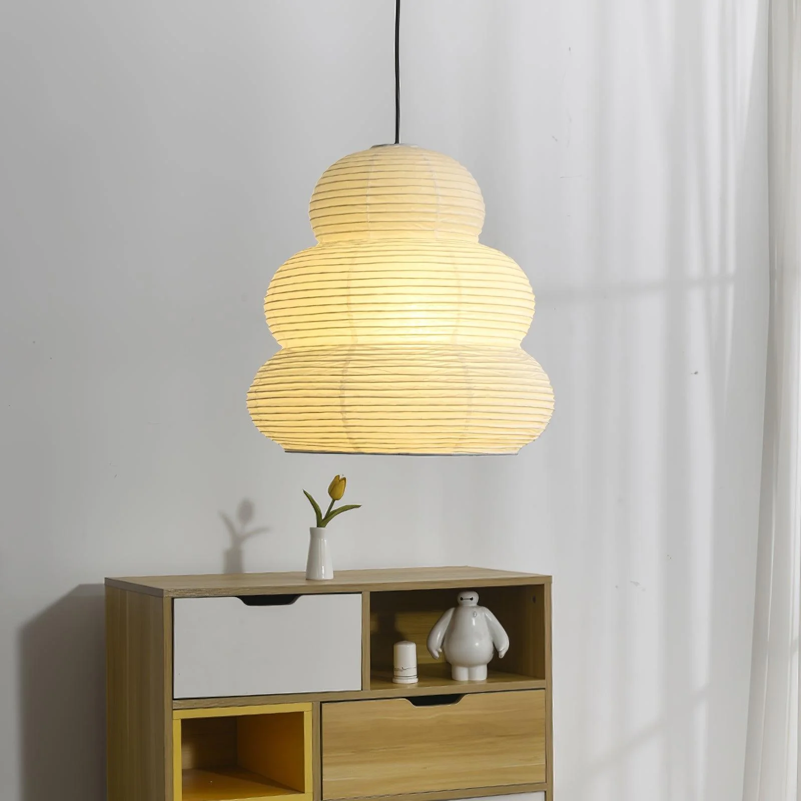Solara Pendant Lamp Washi Paper Tiered Lantern Japanese Living Room - Image 4