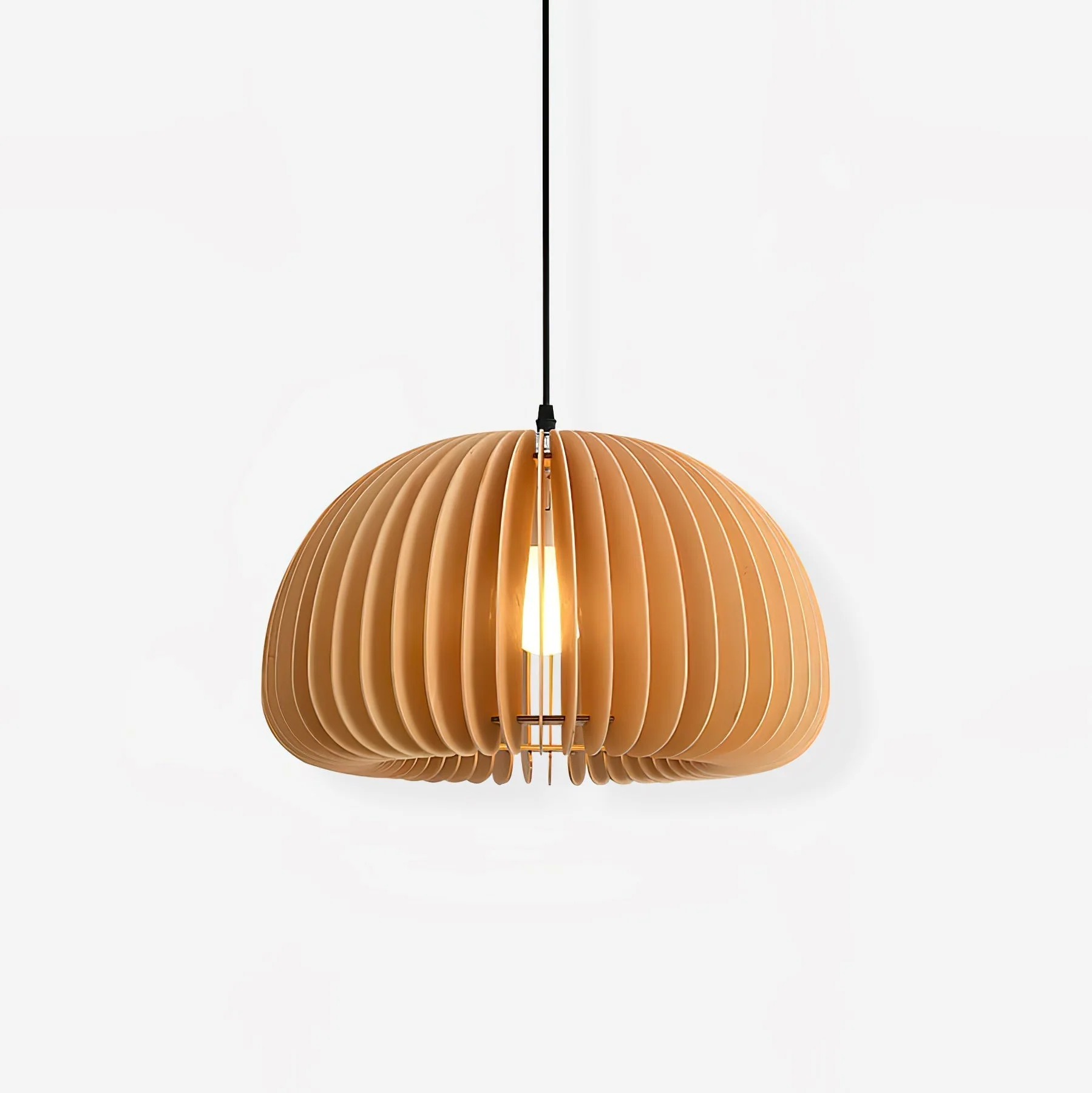 Solara Pendant Lamp Wood Pumpkin Dome Nordic