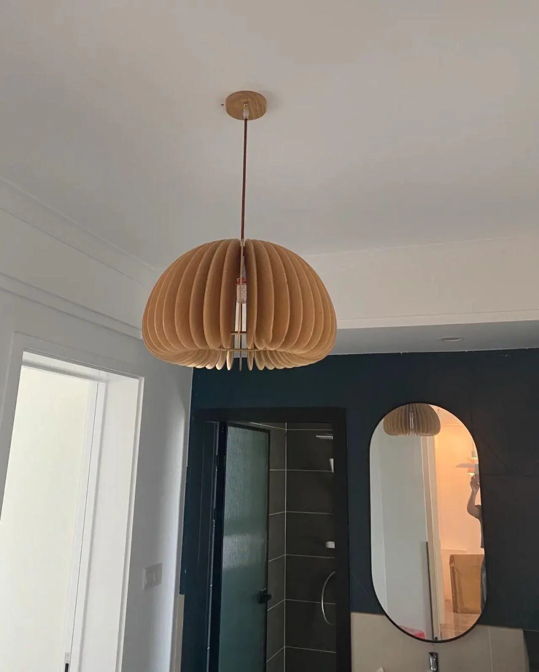 Solara Pendant Lamp Wood Pumpkin Dome Nordic - Image 10